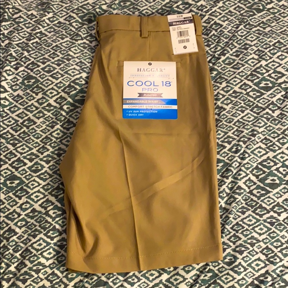 Haggar pleated golf shorts UV protection quick dry